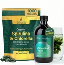 Biogenesis Complete Cleanse & Revitalize Bundle: Organic Spirulina & Chlorella (1000 Count) + Liquid Chlorophyll Peppermint (17oz) – 100% Australian Grown Algae for Immunity, Digestion & Vitality