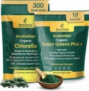 Biogenesis Energy & Immunity Set – Includes Organic Chlorella Mini Tablets (300 Count) and SuperGreens Plus Powder (500g) – Nutrient-Dense Australian Greens for Daily Vitality