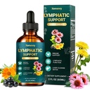 Lymphatic Drainage Drops – 11-in-1 Organic Herbal Blend with European Elderberry, Echinacea, Burdock Root, Dandelion, Vegan, Non-GMO, 2 fl oz