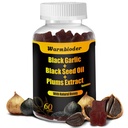 Black Garlic Black Seed Oil Gummies,with Honey Vitamin C Plums Extract,Overall Health,Non-GMO & Vegan,Black Garlic Flavored