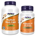 NOW Foods Digestive Health Bundle - Probiotic-10(TM) 25 Billion CFU - Digestive Probiotic for Women & Men 50ct + Psyllium Husk Capsules 200ct - Support Digestion, Gut Health and Regularity*