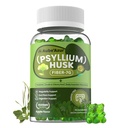 Psyllium Husk + Fiber Gummies for Women Adults, Organic Psyllium Husk Fiber Supplement with Inulin Prebiotic Fiber, Multivitamins for Digestive Health & Regularity Support, Sugar Free, 60 Gummies