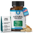 3-in-1 Fiber Supplement – 750mg Organic Blend with Psyllium Husk, Chia & Flax Seed – Plant-Based Fiber Capsules for Digestive Health & Cardiovascular Wellness – Made in USA – 90 Count
