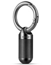 TISUR Small Pill Keychain Container, Mini Portable Titanium Keychain Pill Holder, Pocket Travel Bottle Metal Purse Box Case Black (Tiny Black-0.39inch)