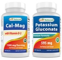 Best Naturals Calcium Magnesium with Vitamin D3 1500mg & Potassium Gluconate 595 Mg