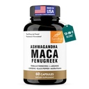 Sandhu's Maca Root, Fenugreek with Ashwagandha L-Arginine, Ginseng and Muira Puama | Herbal Supplement for Men & Women | 60 Capsules (Pack of 1)