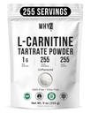L-Carnitine Tartrate Powder Pure Unflavored Carnitine Supplement Amino Acid Powder L-Carnitine Tartrate Bulk Supply, 255g (9 oz)