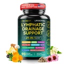 Lymphatic Drainage Supplements - 21-in-1 Organic Immune & Lymph System Support for Women & Men - Echinacea Elderberry Dandelion Rosehip Bromelain Calendula Turmeric Glutathione - 90 Capsules