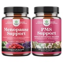 Bundle of Complete Herbal Menopause Supplement for for Night Sweats Hot Flashes & Mood Swings and PMS Support Supplement for Women - DIM Chasteberry Black Cohosh & Ashwagandha for Period Cramps Ease