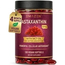 Astaxanthin 12mg with MCT Coconut Oil| | Natural Astaxanthin Supplements Support Skin and Eye Health | Antioxidant Supplement | 4 Month Supply | 120 Vegan Softgels