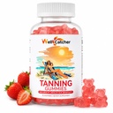 Tanning Gummies Supplement for Women Men: Daily Bronze Tanning with Astaxanthin Beta-Carotene L-Tyrosine Lycopene, Melanin Supplement for Natural Glow Skin Sun Sensitivity Strawberry Flavor 45 Days