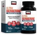 FORCE FACTOR Ultra Berberine Ενισχυμένη Απορρόφηση, με Ceylon Cinnamon, Dihydroberberine & Chromium, Απορρόφηση 5X, 2X Μεγαλύτερη Διαρκέστερη, Προώθηση της Μάζας του Σώματος Lean, 60 Καψάκια λαχανικών