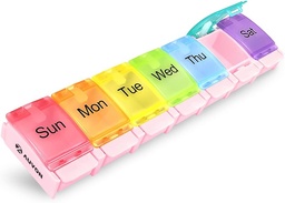 AUVON Weekly Pill Organizer Arthritis Friendly, BPA Δωρεάν Ταξίδι 7 Day Pill Box περίπτωση με την άνοιξη Open Design και μεγάλο διαμέρισμα για να κρατήσει βιταμίνες, Cod Liver Oil, συμπληρώματα και φαρμακευτική αγωγή