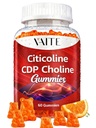 VAITE Citicoline 1000mg Supplements – CDP Choline for Brain Support, Memory, Focus & Mental Performance – Helps Maintain Clarity & Concentration – for Adults – Non-GMO, Vegan, 60 Gummies