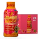 Vitamin Energy Immune+ Extra Strength Energy Shot Strawberry Twist 24 Pack, 260mg Natural Caffeine, B-Vitamins, Citicoline, Green Tea, Immunity & Focus Support, Zero Sugar, Gluten-Free 1.93 fl oz