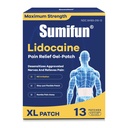 Sumifun XL Lidocaine Patches for Pain Relief, 4% Lidocaine Maximum Strength OTC, Extra Large 4.72"x7.87" for Full Back Pain Patches & Large Areas (Extra Large, Count, 13)