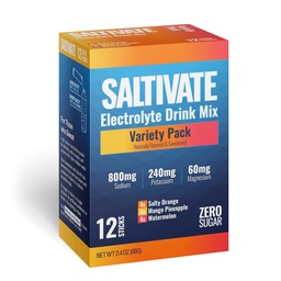 Zero Sugar Electrolyte Packets Variety Pack | High Sodium Potassium Magnesium Electrolytes | No Sugar No Carbs No Stevia - for Sweat, Keto, POTS, Fasting | Makes 32 Fl Oz (Pack of 12)