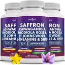 NEW AGE Saffron Supplements with Ashwagandha - Support with L-Theanine, Ginkgo Biloba, St. John's Wort, Rhodiola Rosea & 5-HTP - Saffron 180 Count
