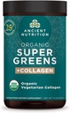 Ancient Nutrition Supergreens Powder, Organic Superfood Powder with Collagen, Made from Real Fruits, Λαχανικά και Βότανα, for Digestive and Energy Support, 25 Servings, 7.5oz