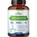 Zazzee Myo-Inositol Capsules, 2000 mg per Serving, 180 Vegan Capsules, Ideal Dosage for 40:1 Ratio, Certified Kosher, Hormone Balance & Healthy Ovarian Function Support, Non-GMO, Made in the USA