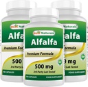 Best Naturals Alfalfa Green Super Food 500 mg 180 κάψουλες (180 Count (Pack of 3))