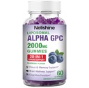 Liposomal Alpha GPC 2000mg & Citicoline Gummies Complex Phosphatidylserine,Ginkgo Biloba,L-Tyrosine,Huperzine A & B Vitamins,20-in-1 Blend for Focus, Memory & Cognitive Support