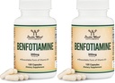 Benfotiamine 300mg Servings (Third Party Tested, 120 Capsules, 150mg Per Cap) Non-GMO, to Boost Thiamine B1 Levels (More Absorbable Than Thiamine, Fat Soluble) by Double Wood (Pack of 2)