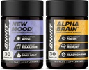 ONNIT Premium Alpha Brain Bundle - Nootropic Brain Supplement (30 Count) για Εστίαση, Συγκέντρωση & Μνήμη + New Mood Supplement for Stress Relief, Sleep and Mood (30 Count)
