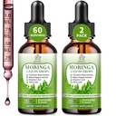 (2 Pack) Moringa Liquid Drops, Pure Moringa Supplements w. Turmeric, Olive Leaf, Black Pepper, Vitamin C&E - Supports Antioxidant and Immune Wellness - Faster Absorption Than Powder or Capsules