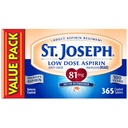 St. Joseph Aspirin 81 mg Pain Reliever (NSAID), Enteric Safety Coated, Adult Low Dose Aspirin, 365 ct (1 Year Supply)