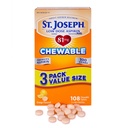 St. Joseph Aspirin Pain Reliever (NSAID) 81 mg, Chewable Low Dose Aspirin, Orange-Flavored Tablets for Adults Low Dose Regimen, 108 ct (3 x 36 ct Tablets per Bottle)