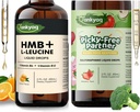 Leucine HMB Liquid Supplements, Sugar Free HMB L-Leucine Liquid Drops for Adults Seniors, Kids Sulforaphane Supplement, Broccoli Sprout Extract Liquid, Kids Appetite Booster (1+yrs), Vegetable Liquid