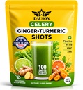 Celery Ginger Turmeric Shots Powder with Vitamin C, D3 & Zinc – Daily Detox & Immune Support Blend with Piperine & Prebiotics – 100 Shots
