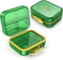 7 Διαμέρισμα Travel Pill Box, Χάπια Organizer Θήκη Moisture Proof Mini Pill, Μικρό κουτί Χάπια για Pocket Purse, Καθημερινή Φορητή Ιατρική Βιταμίνη Box, Fish Oil Box, Συμπλήρωμα Box (Πράσινο)