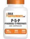 BulkSupplements.com Pyridoxal 5 Phosphate Capsules - P5P Supplement, Vitamin B6 Supplement - Essential & Gluten Free, 1 Capsule per Serving, 50mg Serving, 500 Count (Pack of 1)