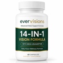 Evervision 14-in-1 Advanced Eye Formula - with Lutein 30mg, Zeaxanthin 15mg & Meso-Zeaxanthin, Bilberry, Saffron, Astaxanthin, Zinc, Vegan Capsules