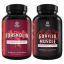 Bundle of Natural Pre Workout Forskolin Supplement and Extra Strength Testosterone Booster for Men - Natural Energy Booster and Workout Supplement - with Horny Goat Weed Maca Root Tongkat Ali