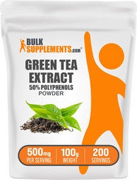 BulkSupplements.comgreen Tea Extract Powder - 50% Polyphenols Supplement, EGCG Supplements - Gluten Free, 500mg per Serving, 100g (3.5 oz) (Pack of 1)