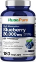 NusaPure Blueberry Concentrate 20,000mg - 180 Veggie Powder caps (Extract 30:1, 100% Vegetarian, Non-GMO)