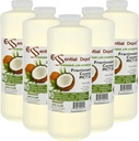 Coconut Oil - Fractionated - MCT (medium-chain triglycerides) - 5 x 1-Quart (32 oz) - liquid - Food Grade - Safety Sealed Resealable HDPE Container, Microwave Safe (remove foil seal), Freezer Safe