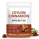 Ceylon Cinnamon Softgels with MCT Oil - 120 Liquid Softgels | Premium True Cinnamon Bark Extract for Metabolism & Glucose Support | High Absorption Formula | Non-GMO & Gluten-Free