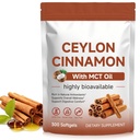 Ceylon Cinnamon Softgels with MCT Oil, 300 Softgels Cinnamomum Verum Bark Extract Capsules True Ceylon Cinnamon Supplement, Non-GMO Gluten-Free & Soy-Free