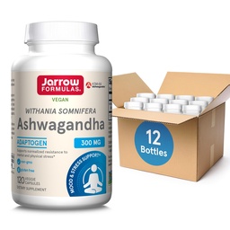 Jarow Formulas Ashwagandha 300 mg - 120 Κάψουλες Veggie - Συνολική Υγεία & Αντίσταση στην Κόπωση - Συμπλήρωμα Υποστηρίζει την αντοχή, την αποκατάσταση των μυών & Γνωστική Υγεία - 60 Υπηρεσίες (Pack of 12)