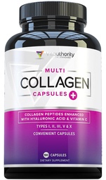 Multi Collagen Peptides Capsules for Women - Hydrolyzed Collagen for Women Pills with Types I II III V & X plus Vitamin C & Hyaluronic Acid for Beautiful Hair Skin and Nails - 60 Servings