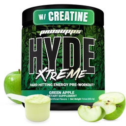PROSUPPS κ. Hyde Xtreme Pre Workout Powder με Creatine, Beta Alanine & Caffeine - Extreme Energy, Αντλίες, Focus & Performance - Καταλληλότητα & Γυμναστήριο Συμπληρώματα για άνδρες και γυναίκες (Πράσινη Apple, 30 Services)