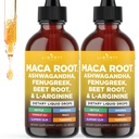 Liberty Lifestyle Organic Maca Root Liquid Drops with Ashwagandha, Nettle, Fenugreek, Beet Root and L-Arginine Liquid Multivitamin for Women and Men - 4oz
