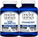 Doctor Morse's Saw Palmetto 5000mg & Cranberry 30000mg Bundle - Prostate Health, Urinary Tract Support, και συνολική ευεξία για άνδρες και γυναίκες, FDA-Εγγραφεί, NSF-Certified 90 κάψουλες