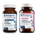 Metagenics Vitamin B-Complex + HerWellness Recharge Overnight - Energy Support & Healthy Stress Response - With Vitamin B6 & B12 - Vegetarian & Gluten-Free - 60 Tablets + Women's Sleep Support Supplem