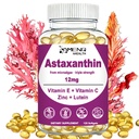 Astaxanthin Supplements 12mg Softgels - Triple Strength with Lutein, Vitamin C, E & Zinc, Antioxidant for Eye, Skin & Vision Support, Natural Microalgae Source, Non-GMO, Gluten & Soy Free, 120 Count
