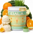 Kiala Nutrition Super Greens, Organic Greens Powder with Spirulina & Chlorella for Digestion, Gut Health, Immunity, Adaptogens, Energy, Gluten Free, Vegan, Sugar Free, Orange Sherbet, 30 Servings